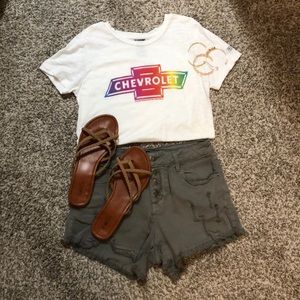 Army green jean shorts